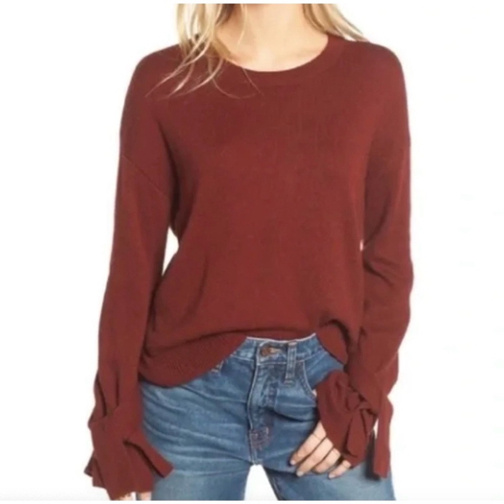 Madewell Tie Sleeve Sweater – Rust Red | Size S | Excellent Condition